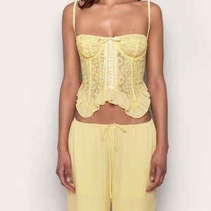 Danielle Guizio Yellow Lace Bustier